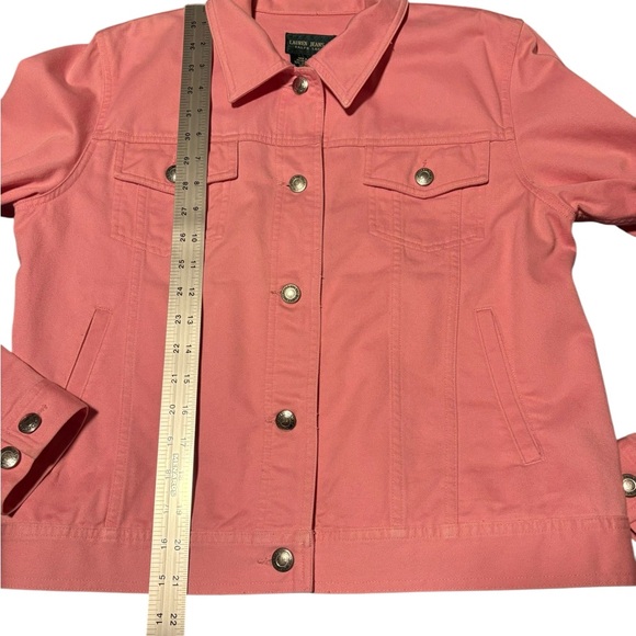 Lauren Jeans Company Ralph Lauren Women’s Pink Denim Button Up Jacket M - Picture 9 of 11